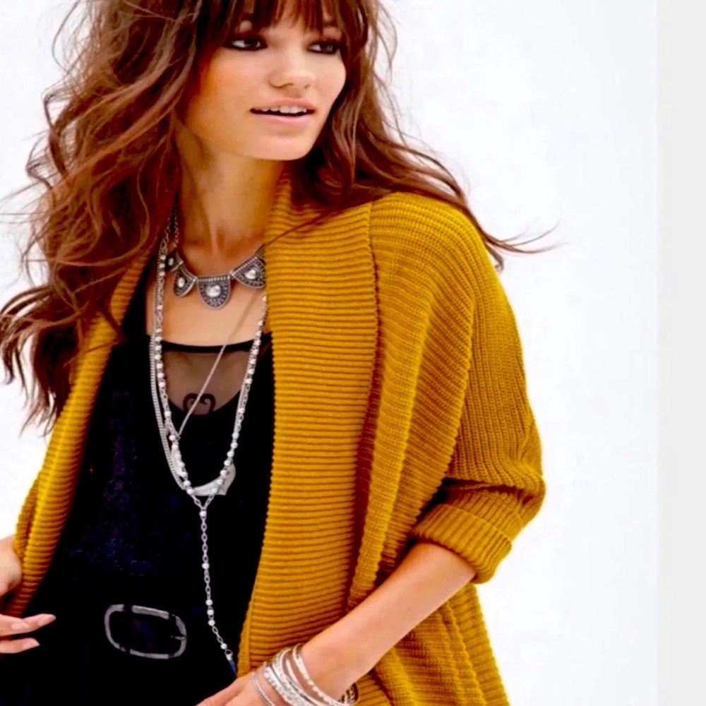 Yellow mustard open cardigan